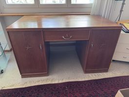 Schreibtisch, Holz, Vintage, mit viel Stauraum!