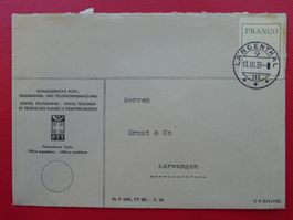 1939: FRANCO Zettel auf Brief von LANGENTHAL +mit Nr.3