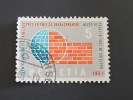 Timbre CH 1961 - (20.II.) - N° 375 - Mur et Globe - Mauer