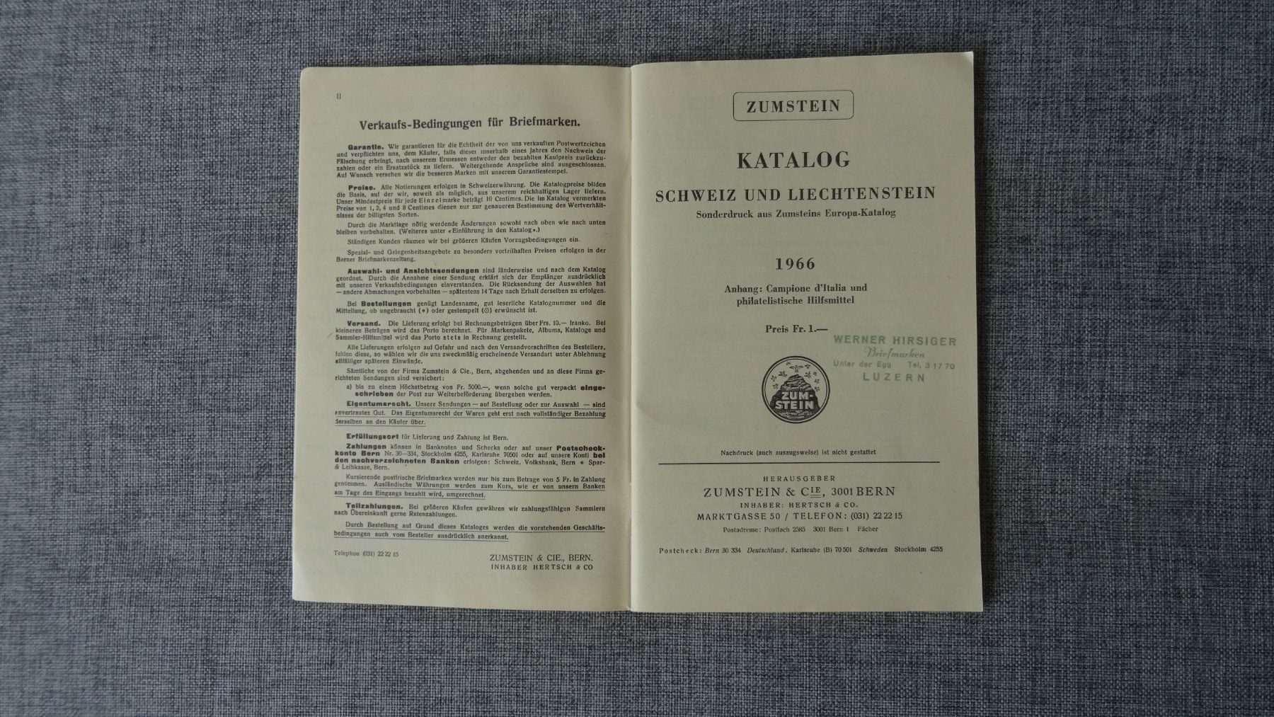Libri: Briefmarken-Katalog Zumstein von 1966 – Usato da Cham venduto da brire87 1