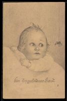 Handgemalt: Baby erschreckt sich vor ein