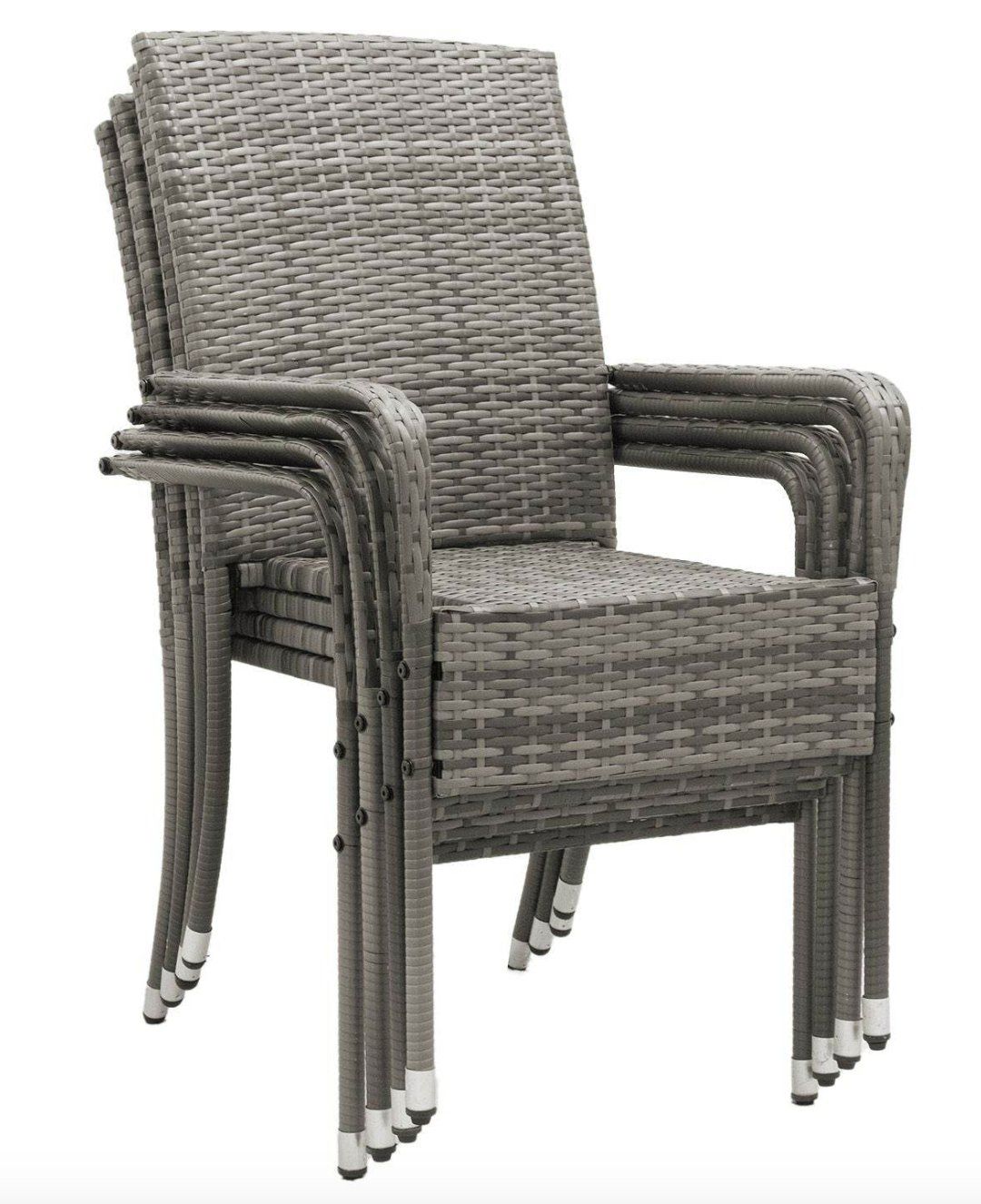 Sedie: Polyrattan Gartenstühle Yoro 4er Set Grau - Gratis Versand – Nuovo e nell'imballaggio originale da Kleinwangen venduto da meinwarenkorb.ch