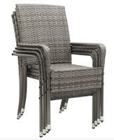 Polyrattan Gartenstühle Yoro 4er Set Grau - Gratis Versand