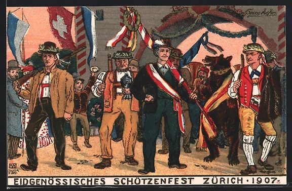 Ansichtskarten: Zürich, Eidgenössisches Schützenfest  – Gebraucht aus Berlin von bartko-reher