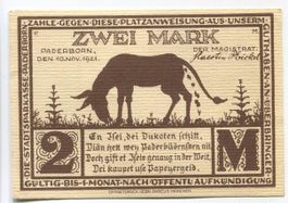 Notgeld "2 Mark. Paderborn 1921"