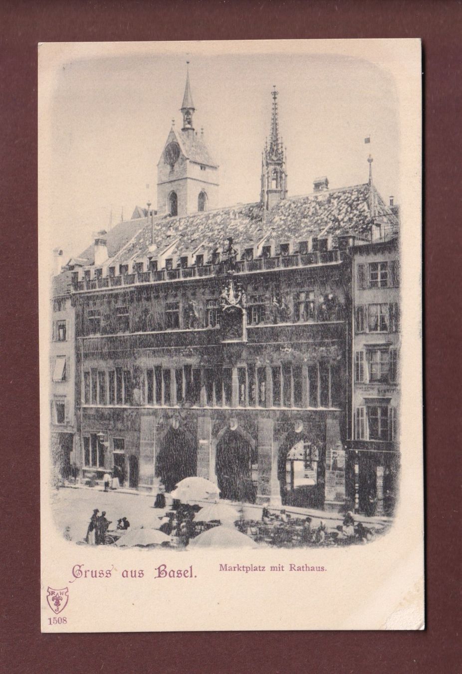 Cartoline postali: Gruss aus BASEL - Rathaus - Markt – Usato da Pully venduto da nicecards-shop