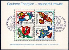 1973 VIGNETTE KEINBOGEN GESTEMPELT SAUBERE ENERGIEN-UMWELT