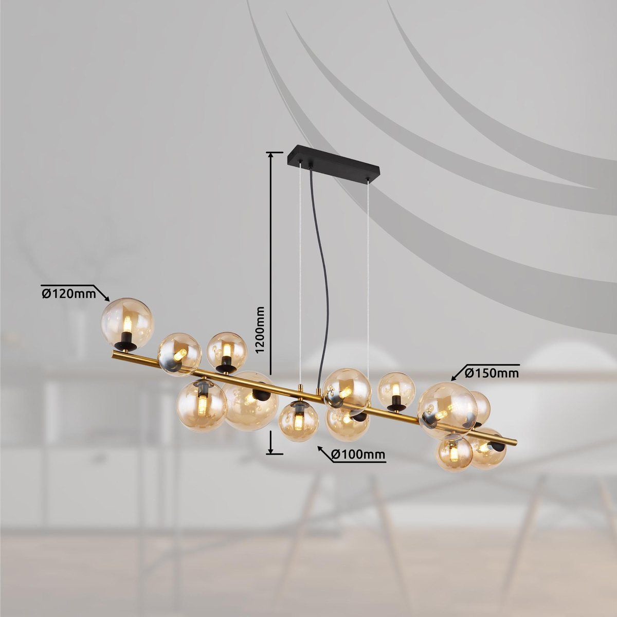 Lampadari & plafoniere: Pendelleuchte, Glas, 120 cm x 35 cm – Nuovo (secondo la descrizione) da Kreuzlingen venduto da Smart-Light 4