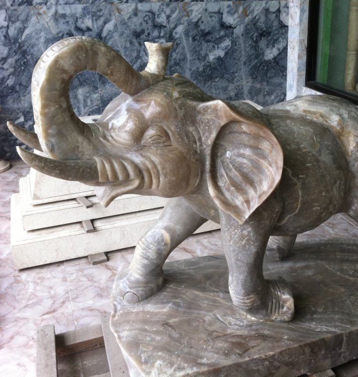 Skulpturen & Statuen: Skulptur Elefant Stein Marmor Elephanten – Neu und originalverpackt aus Daisendorf von Wohn-Kult 1