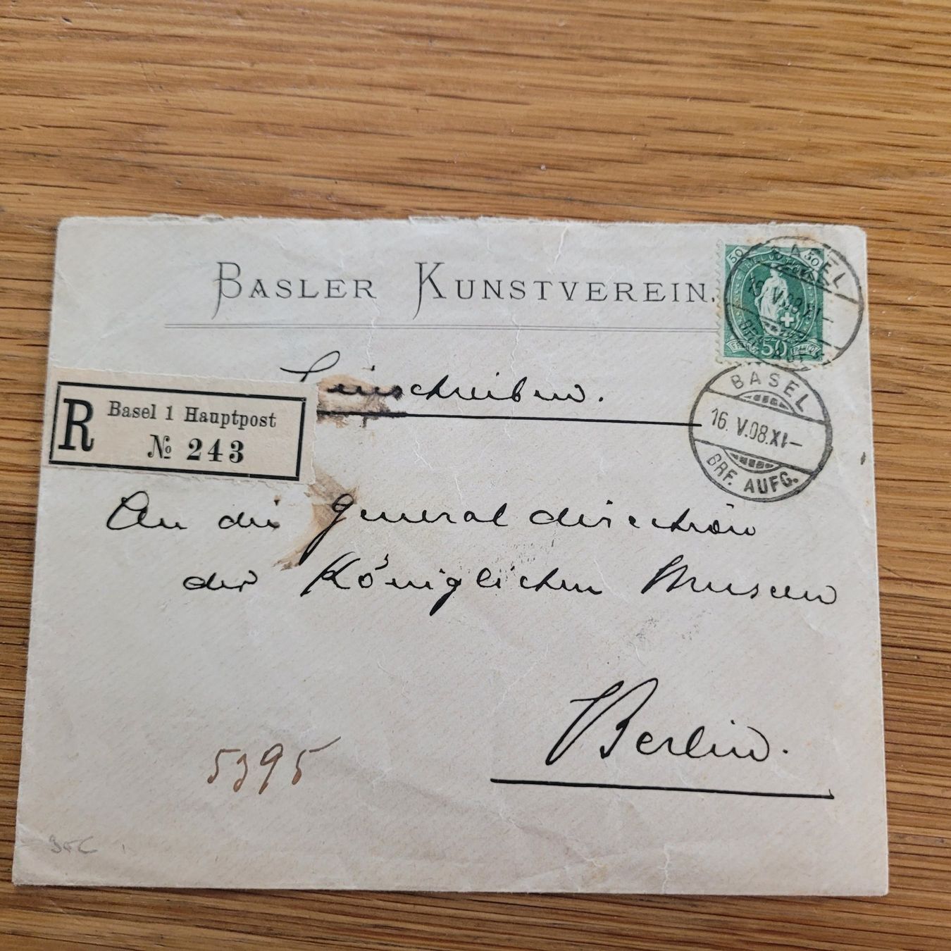Tutti i francobolli: Dokument Basler Kunstverein Basel 1908 Berlin – Usato da Biel/Bienne venduto da Destockweb