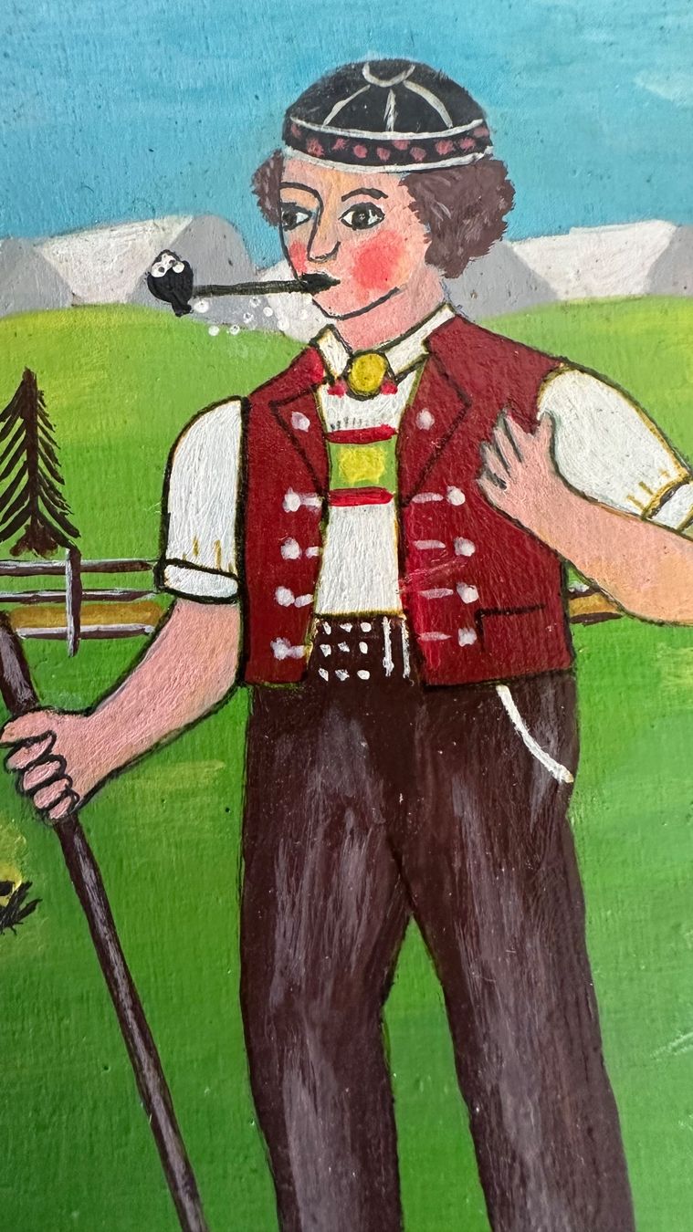 Dipinti: Original Gemälde Appenzeller sign. E. Spahr, Bauernmalerei – Usato da Zürich venduto da brazerola