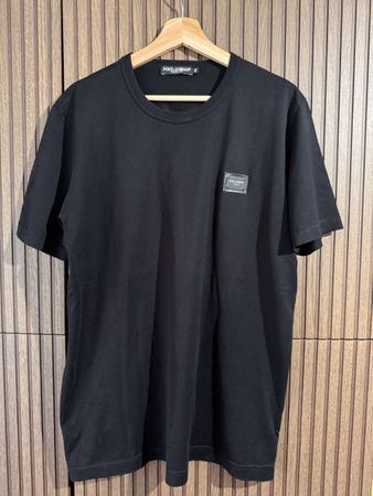 Dolce & Gabbana Black T-Shirt Logo Patch Milano Made in Ital