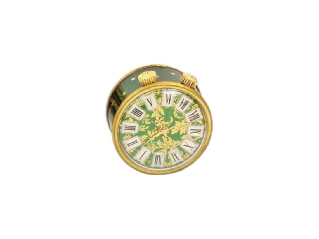 Sveglie: Beautiful small round table clock Enamelled decoration – Usato da Morges venduto da 4WLS