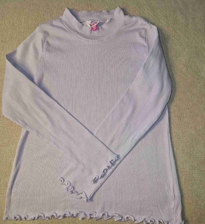 Langarmshirt KIDS Gr.140, Lila, Gerippt mit Rüschen