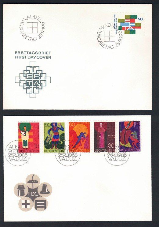 Alle Briefmarken: FDC Liechtenstein 1966-1968 – Gebraucht aus Pfäffikon ZH von Romulus 5
