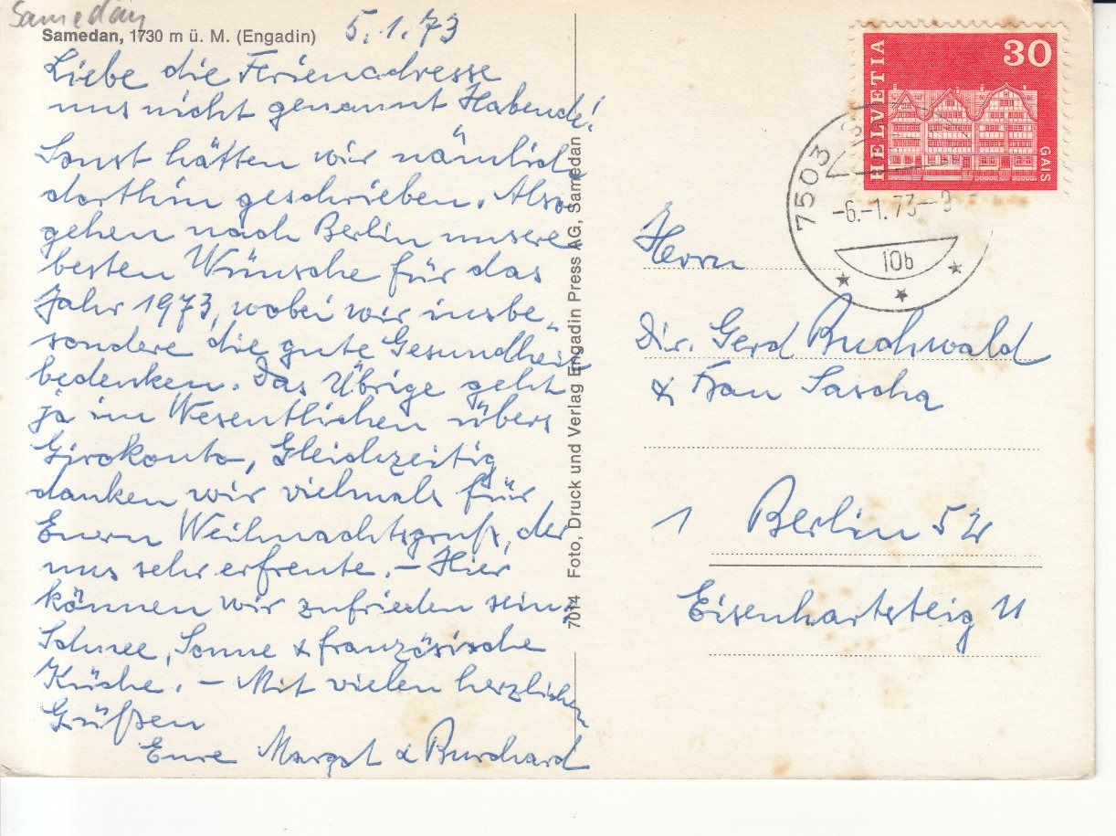 Cartoline postali: Samnaun 1973 – Usato da Bürglen TG venduto da StampGraf 1