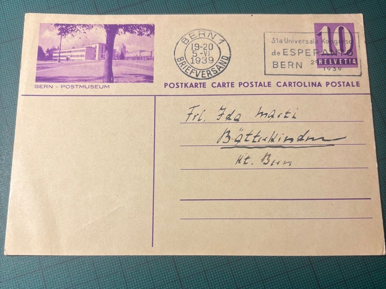Cartoline postali: Bild PK. Bern Postmuseum 1939. – Usato da Utzenstorf venduto da Rose0303 1