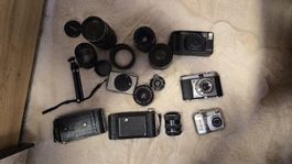 Lot de caméras, objectifs, accessoires 