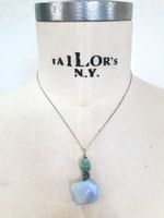 UNIKAT. Silberkette faccetierter Roh Chalcedon Anhänger.NEU