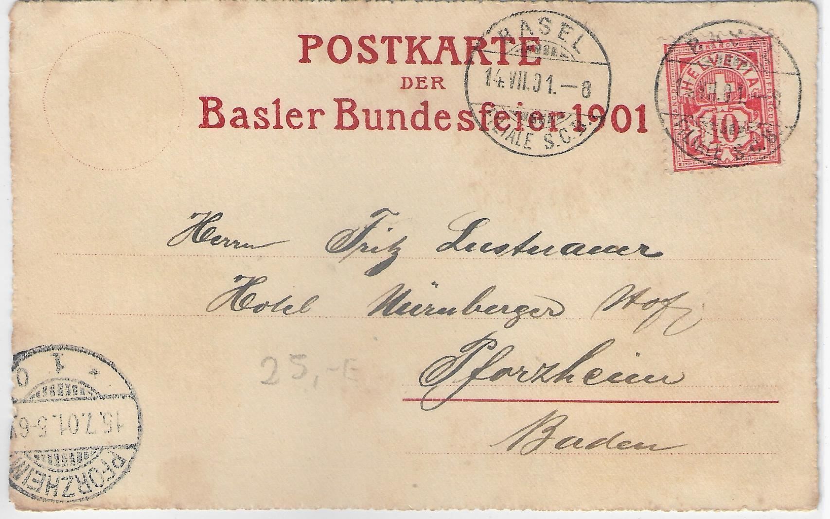 Cartoline postali: Basler Bundesfeier Festspiele 1901 – Usato da Ettingen venduto da Kartenplanet 1