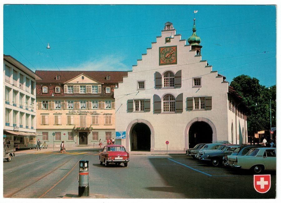 Cartoline postali: St. Gallen, Waaghaus, Bata, Oldtimer, gelaufen 1966 – Usato da Frauenfeld venduto da POML