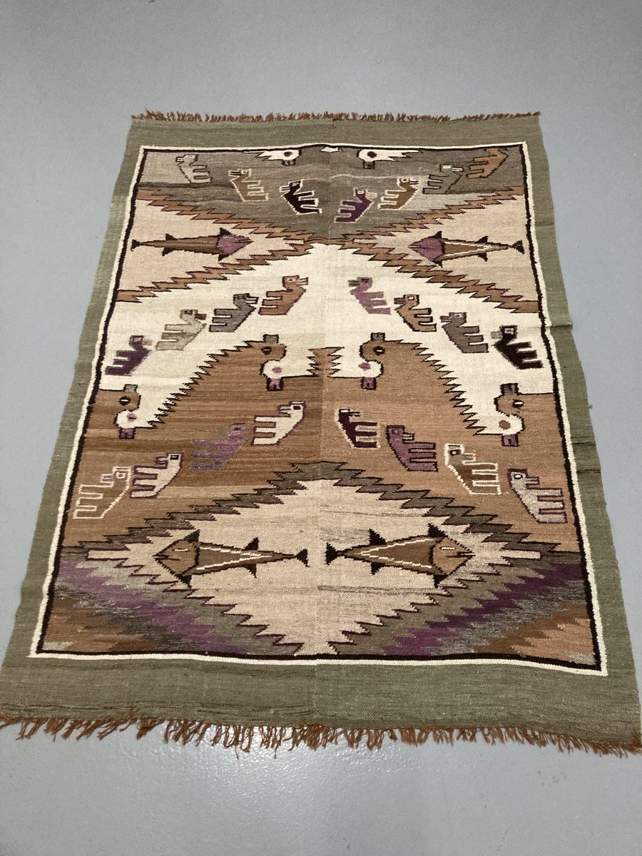Tappeti: 40er Jahre Azteken Wandteppich /Teppich – Usato da Bauma venduto da MissRedCat