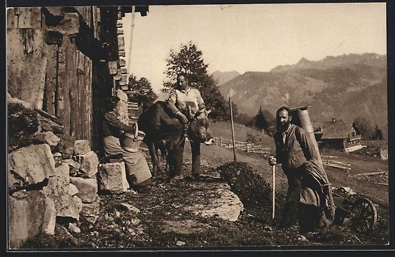 Cartoline postali: Auf der Braunwaldalp, Bergbauern mit B – Usato da Berlin venduto da bartko-reher