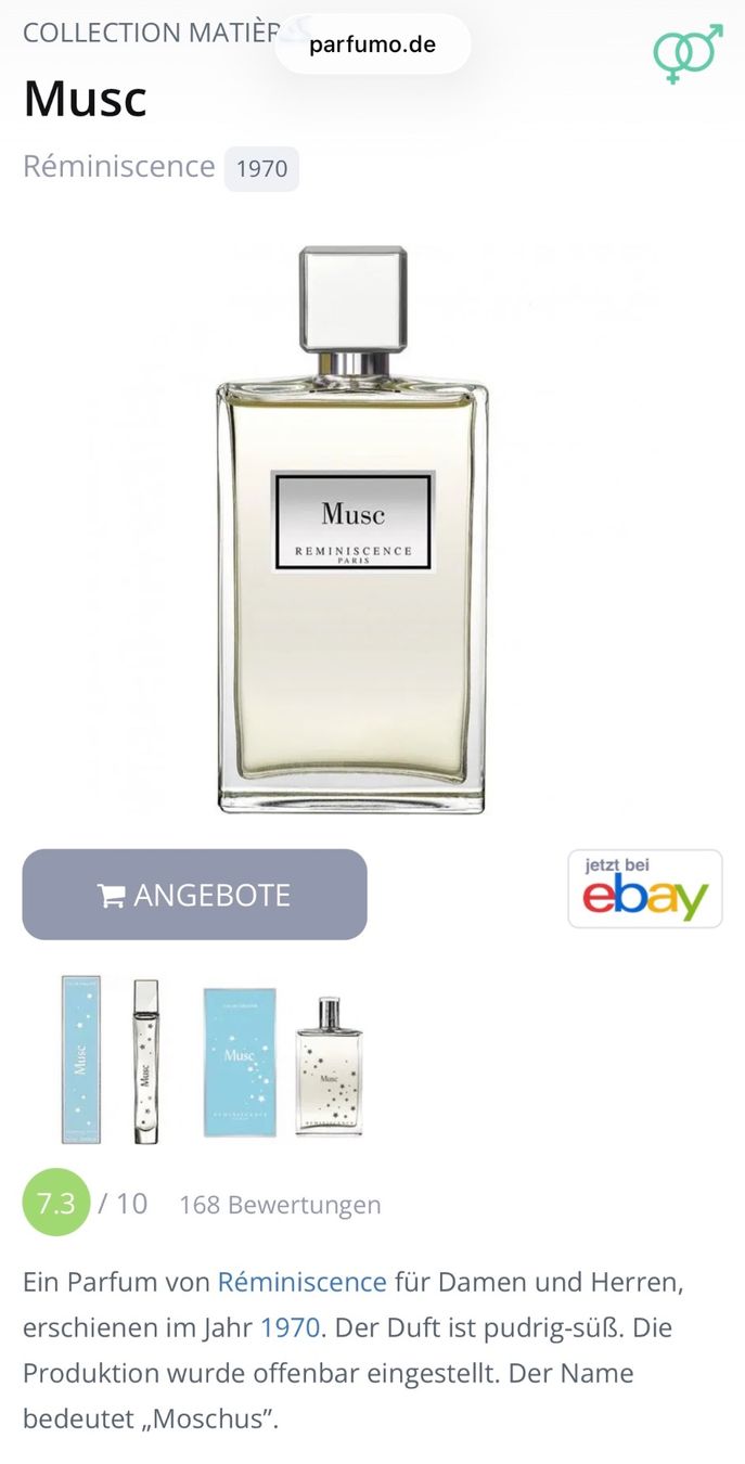 Reminiscence Profumi & Eau de Toilette: Musc Réminiscence Duftprobe 2ml., leider eingestellt worden – Usato da Zürich venduto da deruja 2