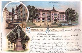 Aarau // 1898 Litho Kantonsschule Zschokke-Brunnen