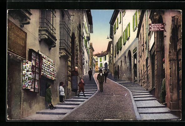 Cartoline postali: AK Lugano, Via Cattedrale – Usato da Berlin venduto da bartko-reher
