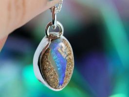 SALE! COVE BEACH Silberanhänger mit echtem Opal · Unikat