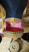 Sommer Tasche, Bali Bag, Rattan Tasche, Naturstoff 20cmØ