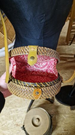 Sommer Tasche, Bali Bag, Rattan Tasche, Naturstoff 20cmØ