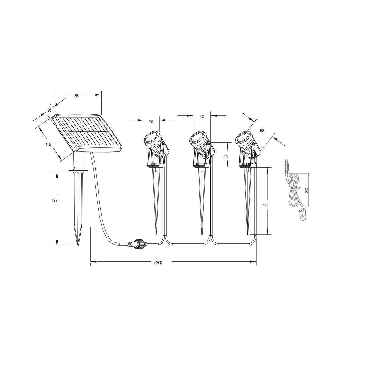 Lampade: LED Aussenstrahler 3er Set, IP44, 620 cm – Nuovo (secondo la descrizione) da Kreuzlingen venduto da Smart-Light 7
