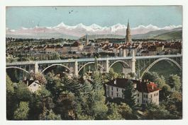 Postkarte 1905 Bern Stadt Kornhausbrücke, Alpenblick