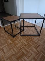 Beistelltische Metall Holz Optik Set 2 Stücke neu