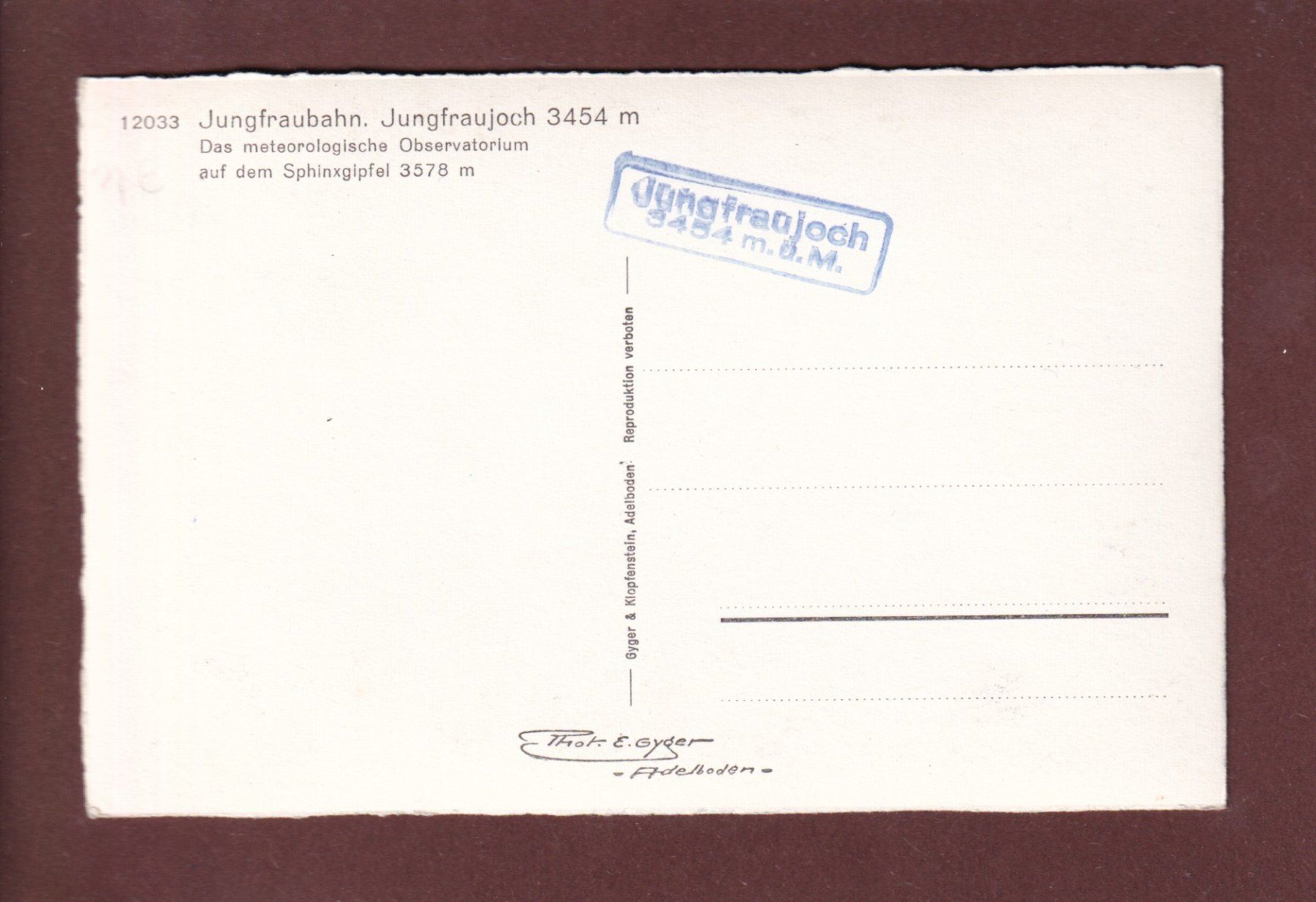 Ansichtskarten: Jungfraubahn - JUNGFRAUJOCH – Gebraucht aus Pully von nicecards 1