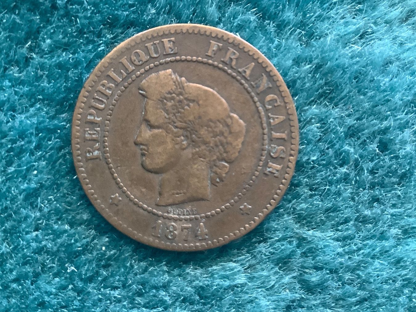 Tutti le monete: 5-Centimes-Münze von 1874 Frankreich – Usato da Zürich venduto da Verde21