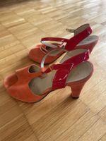 Elegante, rot/orange Sommersandalen Gr. 35, Leder