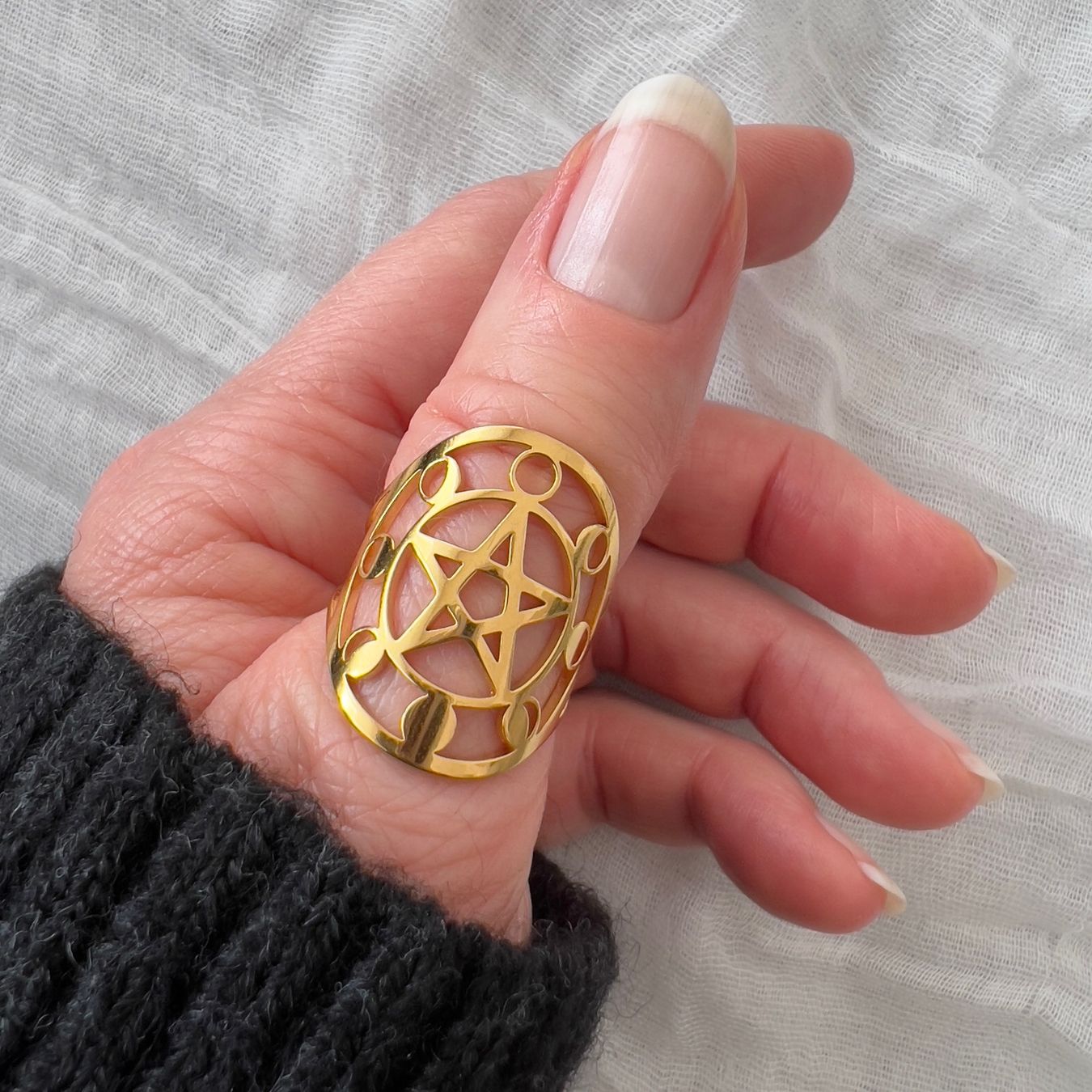 Anelli: Bague en acier inox Pentacle – Nuovo (secondo la descrizione) da Pully venduto da sunaddict 2