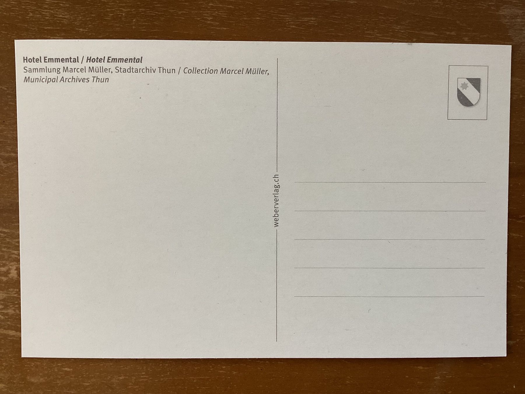 Cartoline postali: AK Thun. Hotel Emmental. Reprint – Nuovo (secondo la descrizione) da Zürich venduto da Tolima194 1