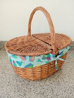 Picknickkorb Korb Weide mit Stofffutter 40 x 30 x 20cm