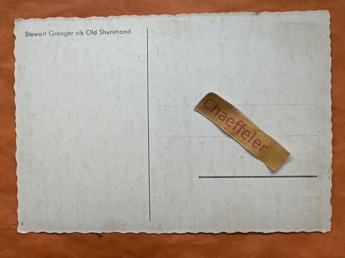 Cartoline postali: Alte Ansichtskarte Stewart Granger als Old Surehand – Usato da Zürich venduto da Chaeffeler 1