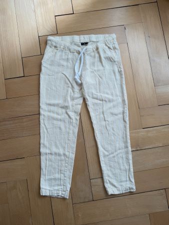 VINTAGE DENIM - Sommerhose beige-weiss gestreift M