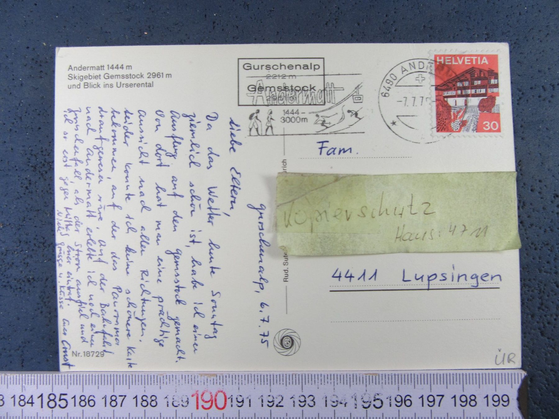 Cartoline postali: ANDERMATT  SKIGEBIET GEMSSTOCK URI AK – Usato da Ettingen venduto da Hausi4711 1