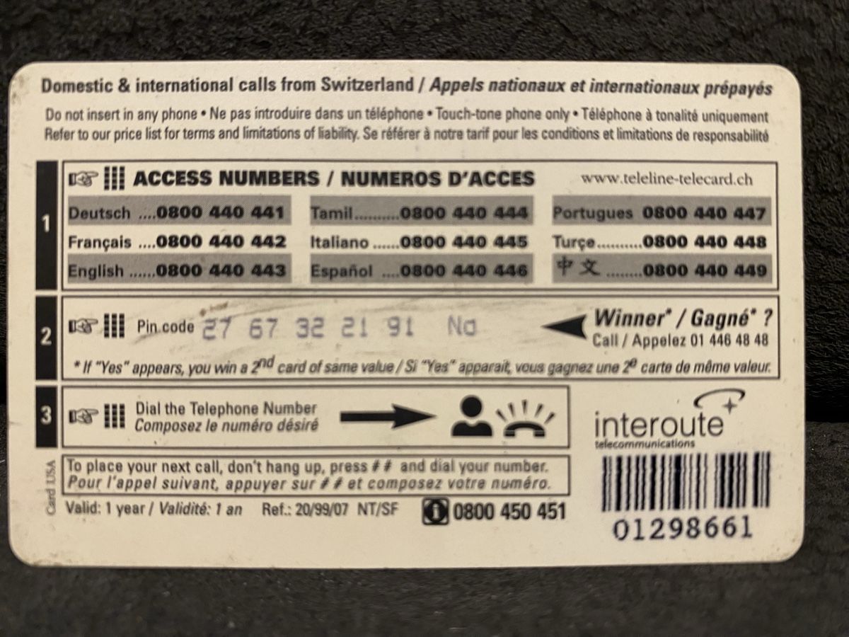 Telefon- & Taxkarten: Teleline – Gebraucht aus Lausanne von babacard10 1
