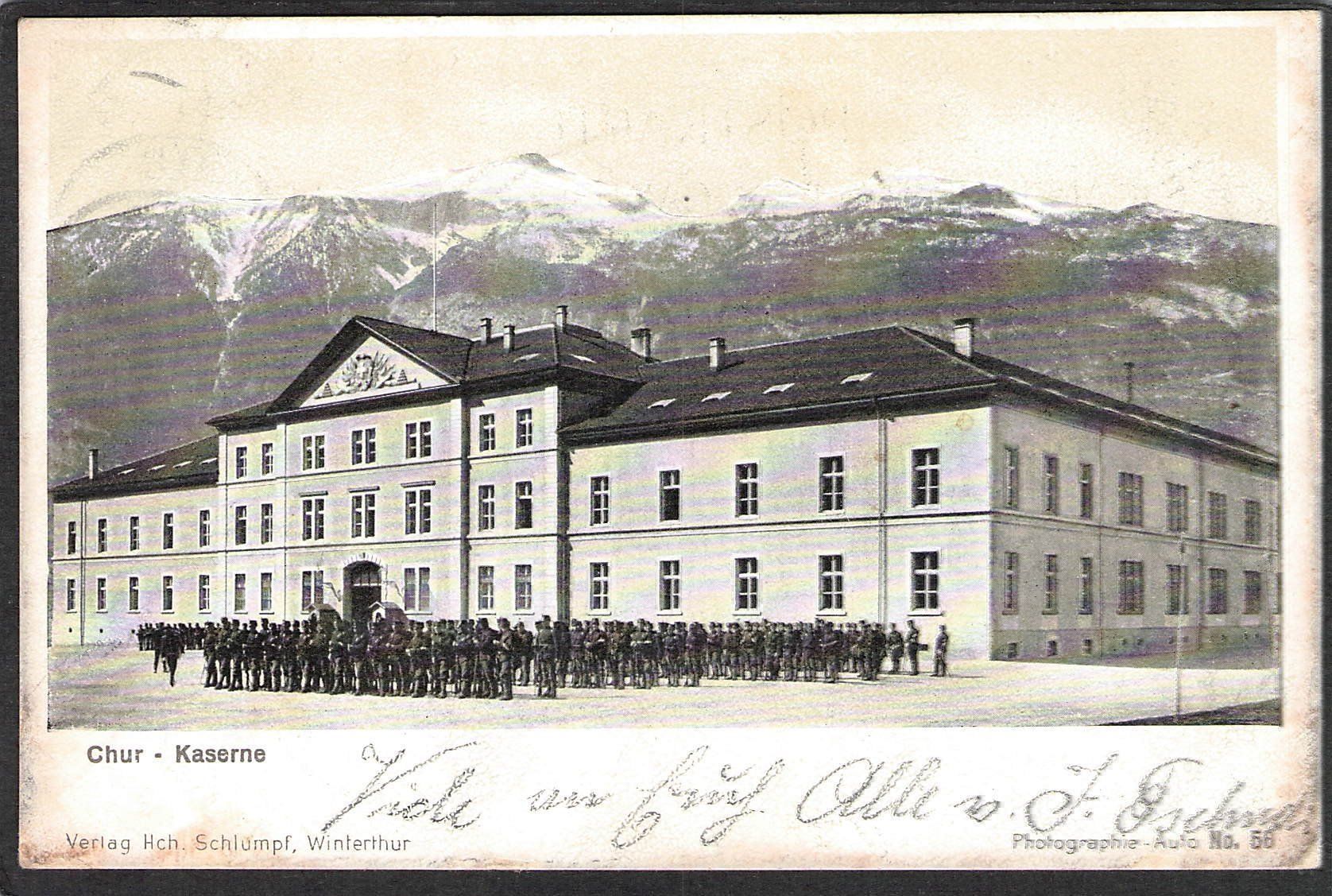 Ansichtskarten: -Chur Kaserne , 1906 – Gebraucht aus Reichenburg von Pipo-67
