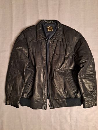 Leder Jacke laterale Taschen Reiverschlüss verschlüss Blau