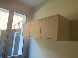 Komplettset Wandregale / Hängeschränke (Weiss & Holzoptik)