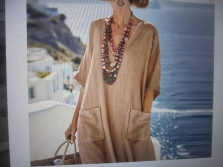 SOMMERKLEID BAUMWOLLE Taupe Gr. 52-54 NEU
